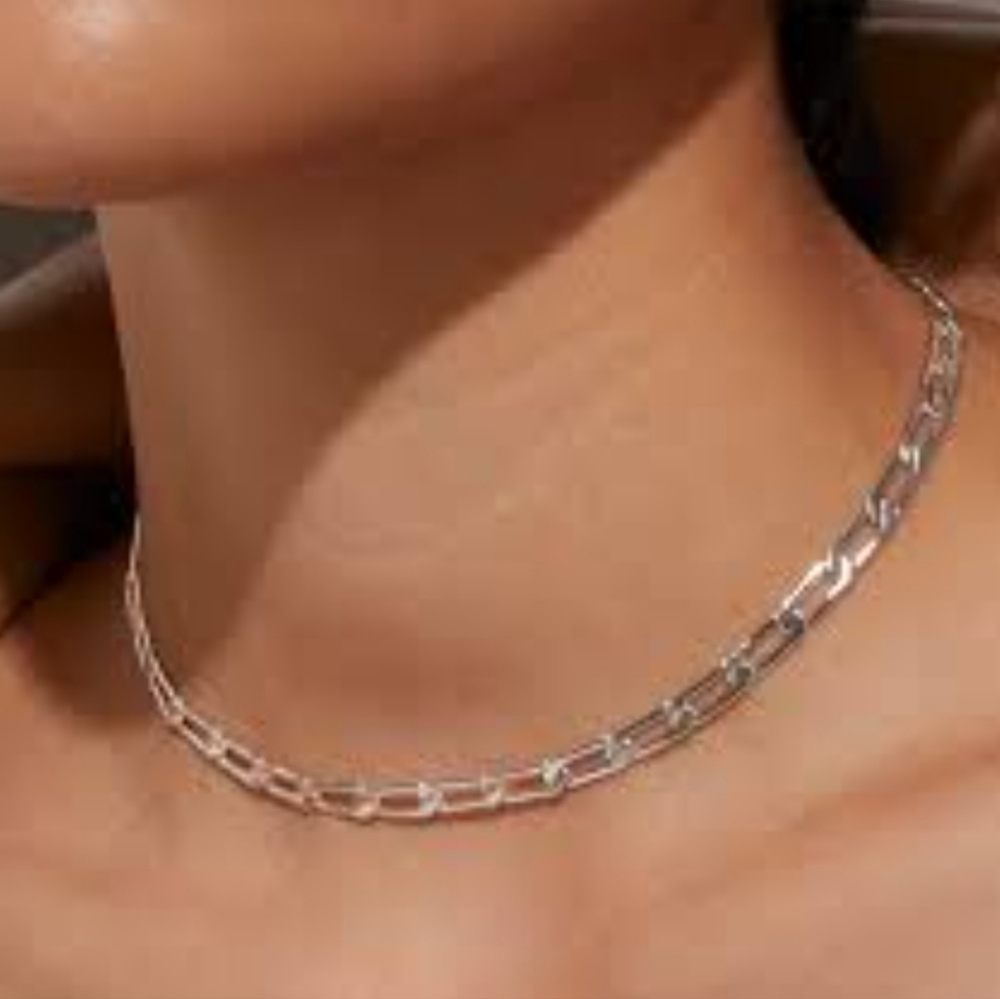 Melinda Maria Silver Paperclip Chain Necklace